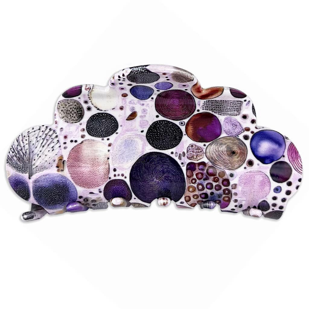 pince cheveux originale femme, pince cheveux motif artistique, pince violette chic, accessoire cheveux design Paris, pince cheveux abstrait ClawMeUp