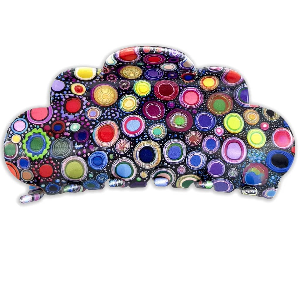Pince à cheveux femme design cercles multicolores – ClawMeUp
