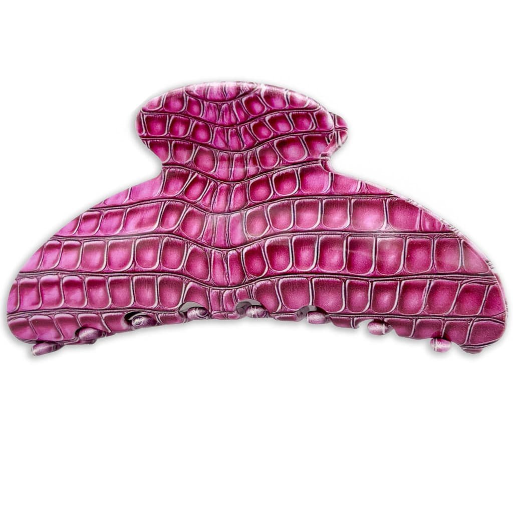 Grande pince cheveux rose effet croco pour femme – ClawMeUp