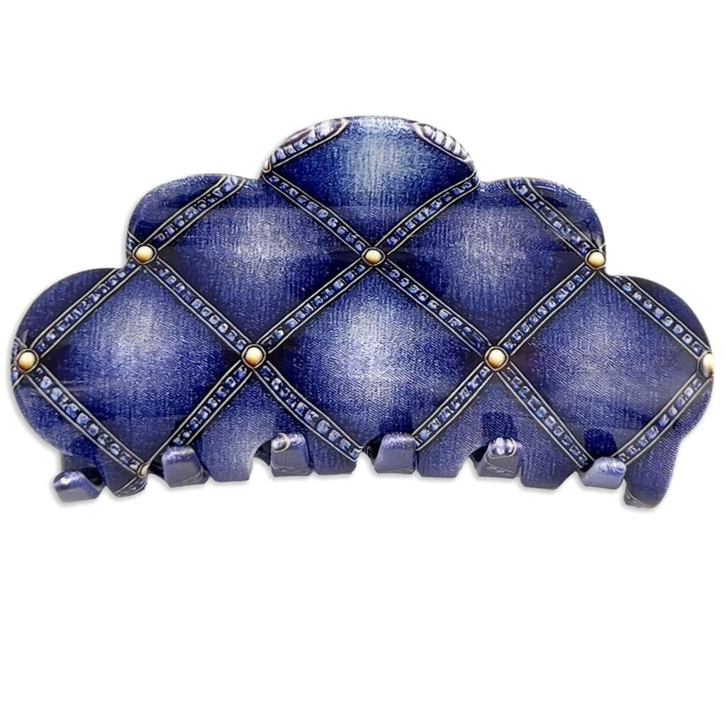 Pince cheveux femme effet denim bleu matelassé – ClawMeUp