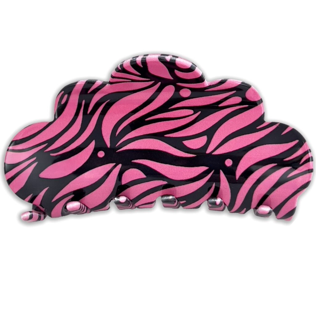 pince cheveux femme design rose et noir zébré
