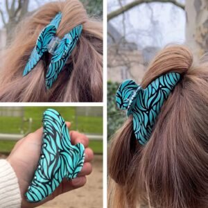 Pinces a cheveux originales turquoise et noir Barrette cheveux femme chic 2
