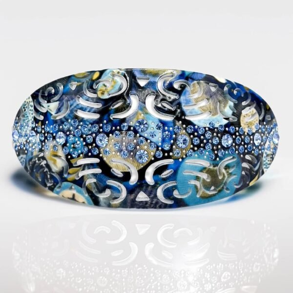 Barrette cheveux femme chic bleue – dorures & strass, fermoir robuste | ClawMeUp