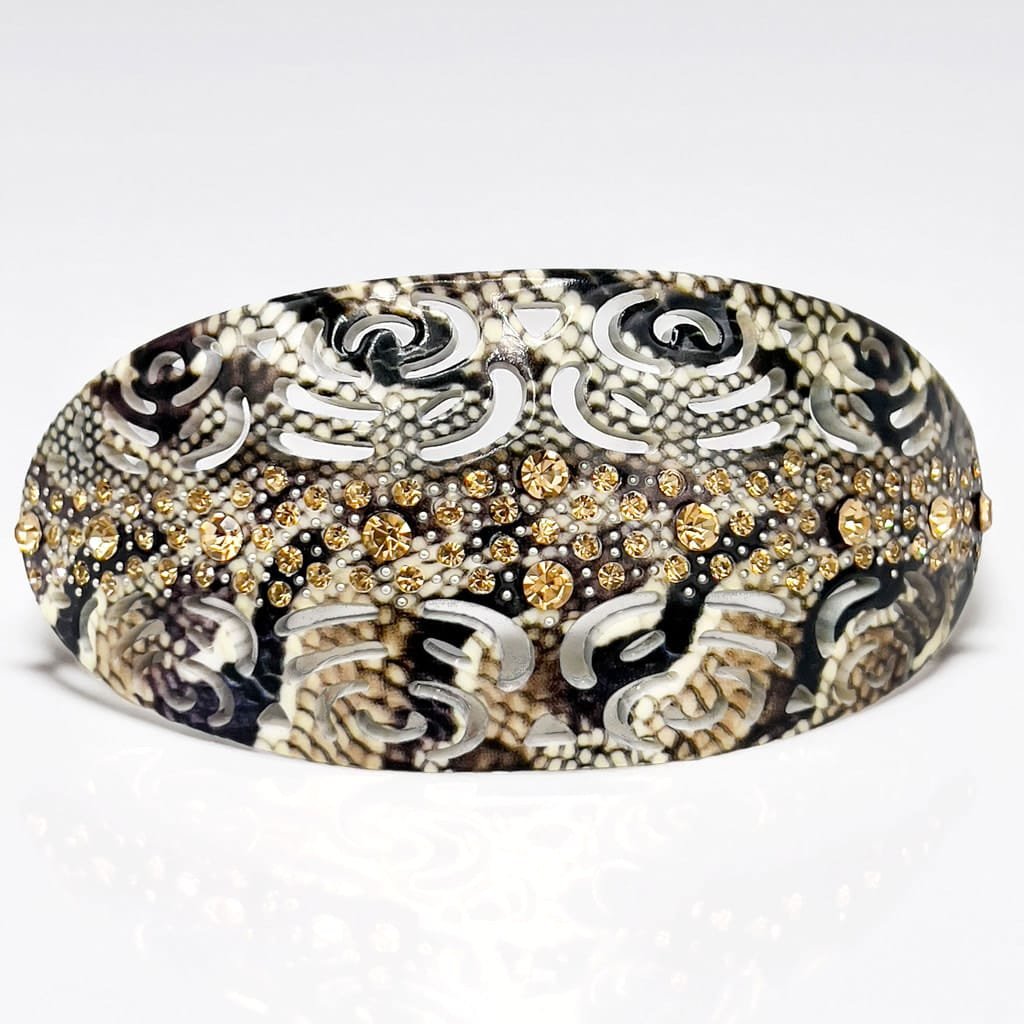 Barrette chic peau de python avec strass dorés – ClawMeUp