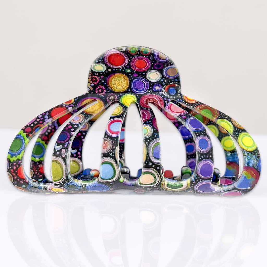 Pince cheveux femme multicolore chic design cercles colorés