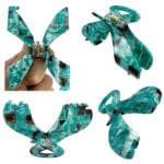Pince à cheveux verte ClawMeUp effet nacré et mosaïque, en acétate de cellulose, vue multiposition