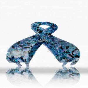 Pince crabe femme ClawMeUp – design bleu mosaïque en acétate premium