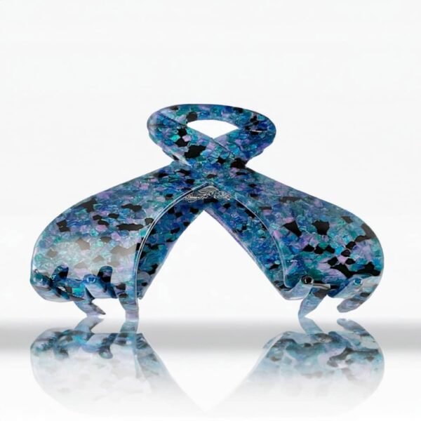 Pince cheveux originale bleu mosaïque – acétate multi-tonal, format 9,5 cm | ClawMeUp