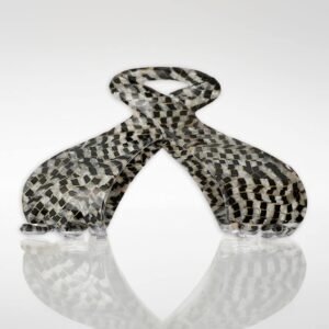 pince cheveux luxe noire ivoire damier vue de face