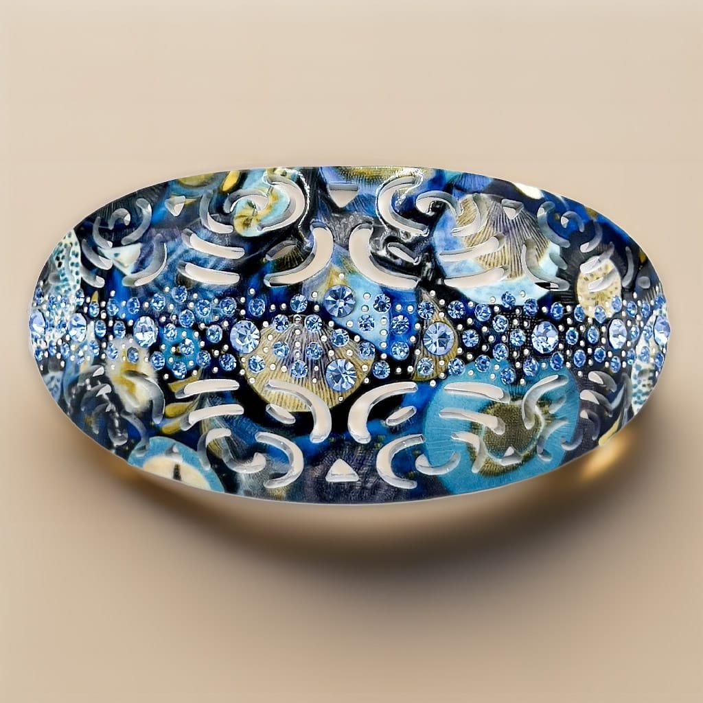 Barrette cheveux bleue ClawMeUp – design artistique, impression HD, style chic