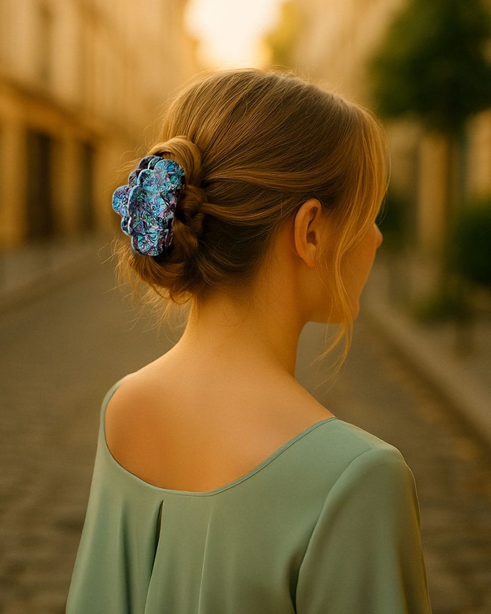 Attacher ses cheveux avec une pince – ClawMeUp abalone chic et durable