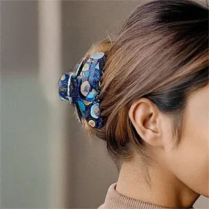 Clawmeup pince cheveux bleue chic portee profil mobile