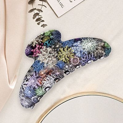 Pince à cheveux ClawMeUp motif corail, design artistique exclusif