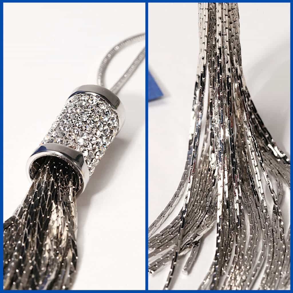 Détail pendentif cylindrique strass autrichiens AAA