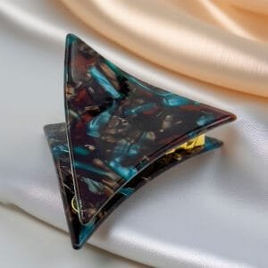Pince à cheveux triangle en acétate – turquoise océan – ClawMeUp