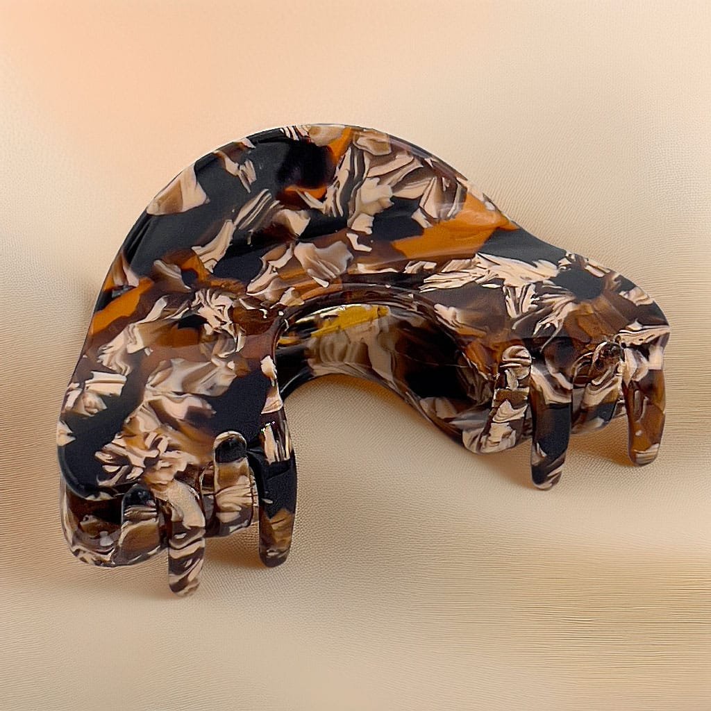 Petite pince à cheveux ClawMeUp – brun écaille cuivré – acétat