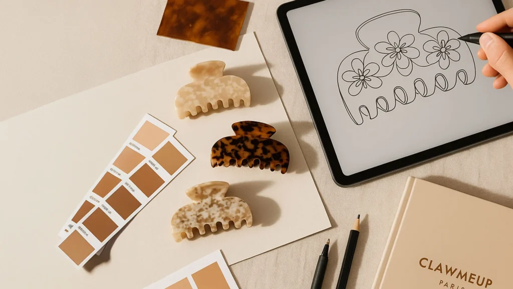 Design parisien de pinces à cheveux ClawMeUp – création professionnelle élégante