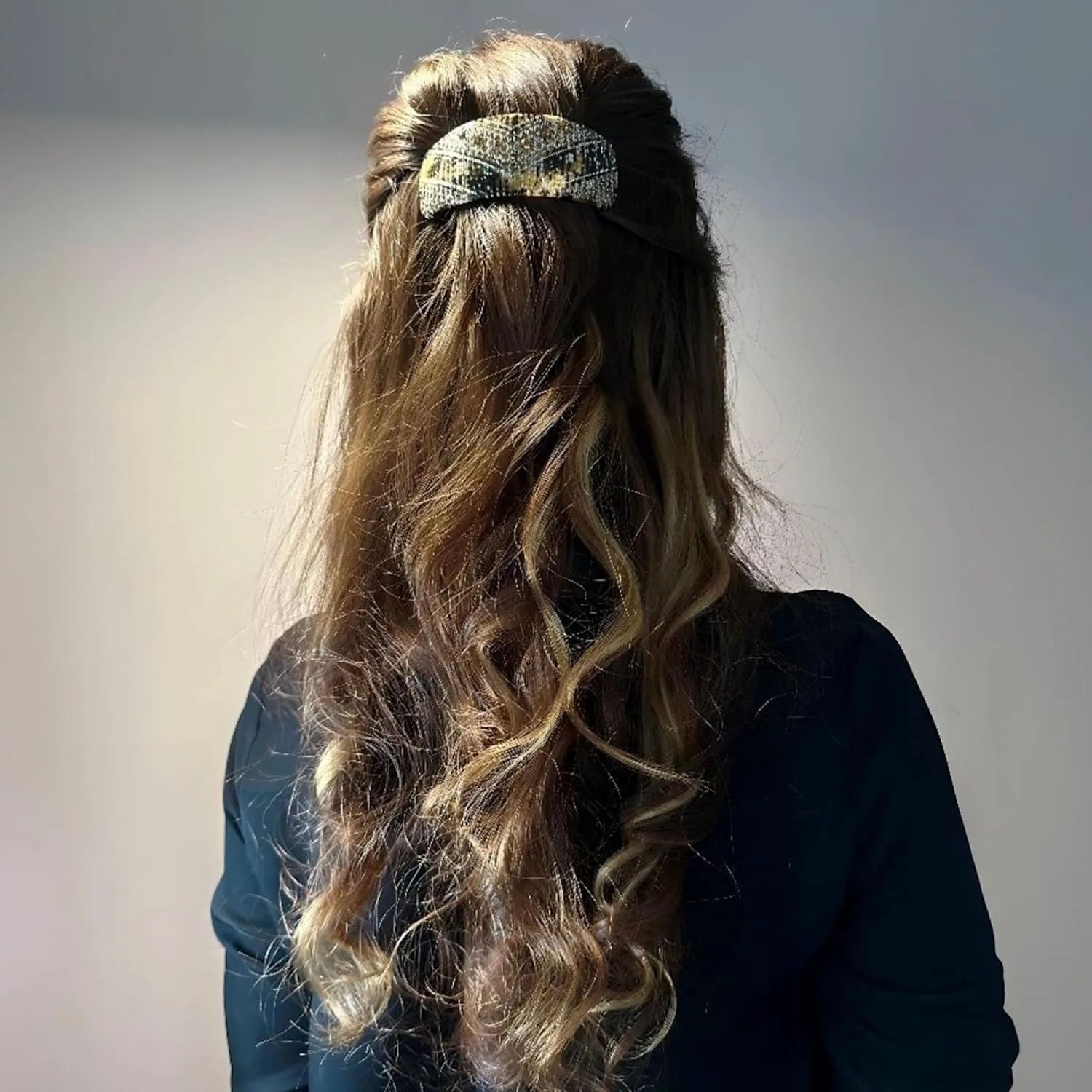 Barrette cheveux originale – strass brun ambre, fermoir modulable & acétate premium — vue 2