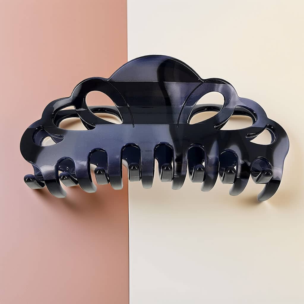 Grosse pince cheveux noire en acétate – grande taille, maintien solide