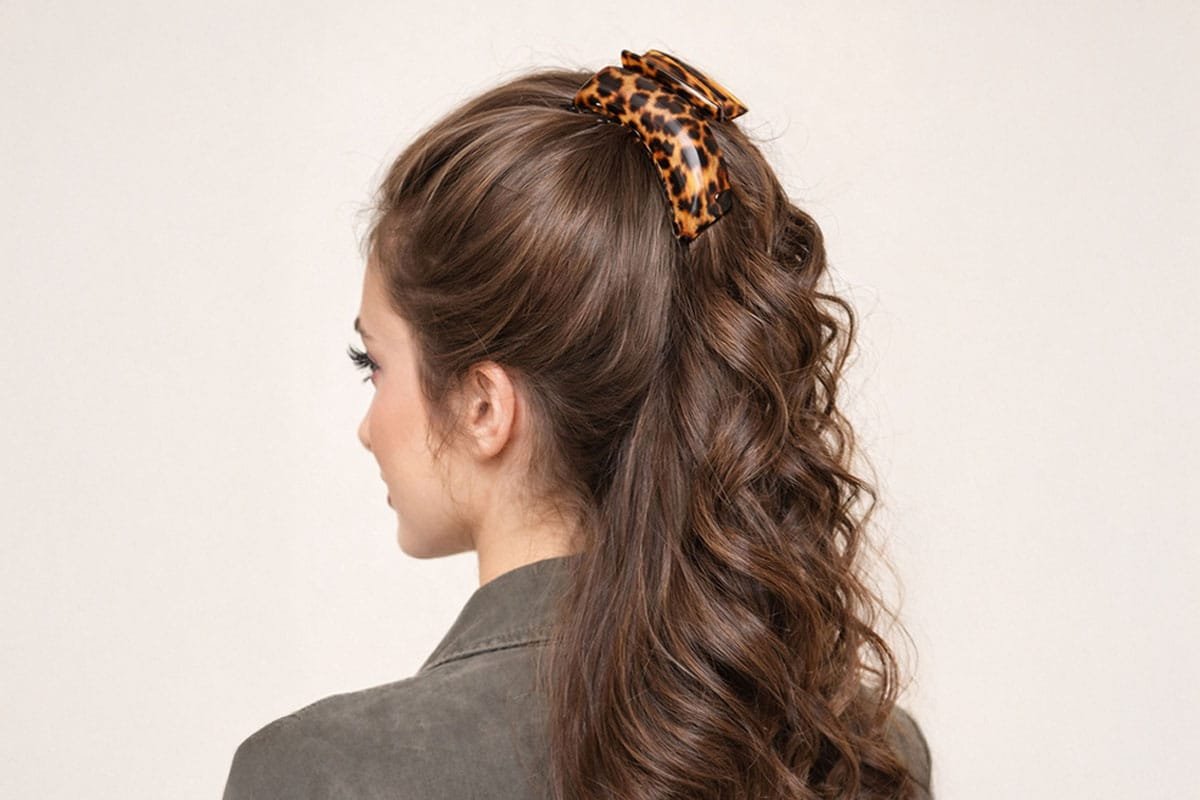 Demi-queue surélevée avec pince crabe ClawMeUp — volume et tenue sur cheveux fins