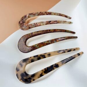 Épingle à cheveux acétate pic en U 3 coloris Création France — ClawMeUp