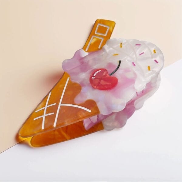 Pince à cheveux cornet de glace — Résine sculptée