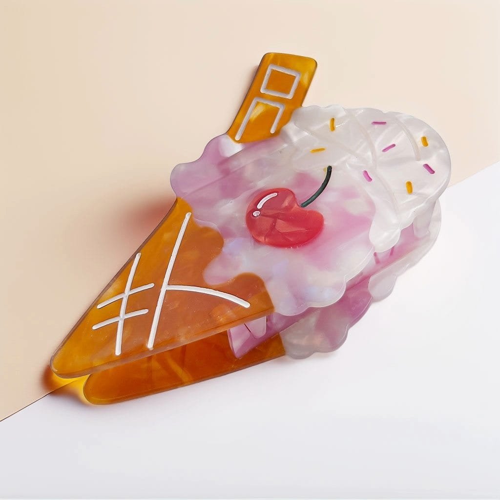 Pince à cheveux cornet de glace — Résine sculptée