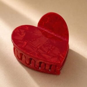 Pince à cheveux cœur rouge fraise nacré — CMU-KAL-02 ClawMeUp Paris