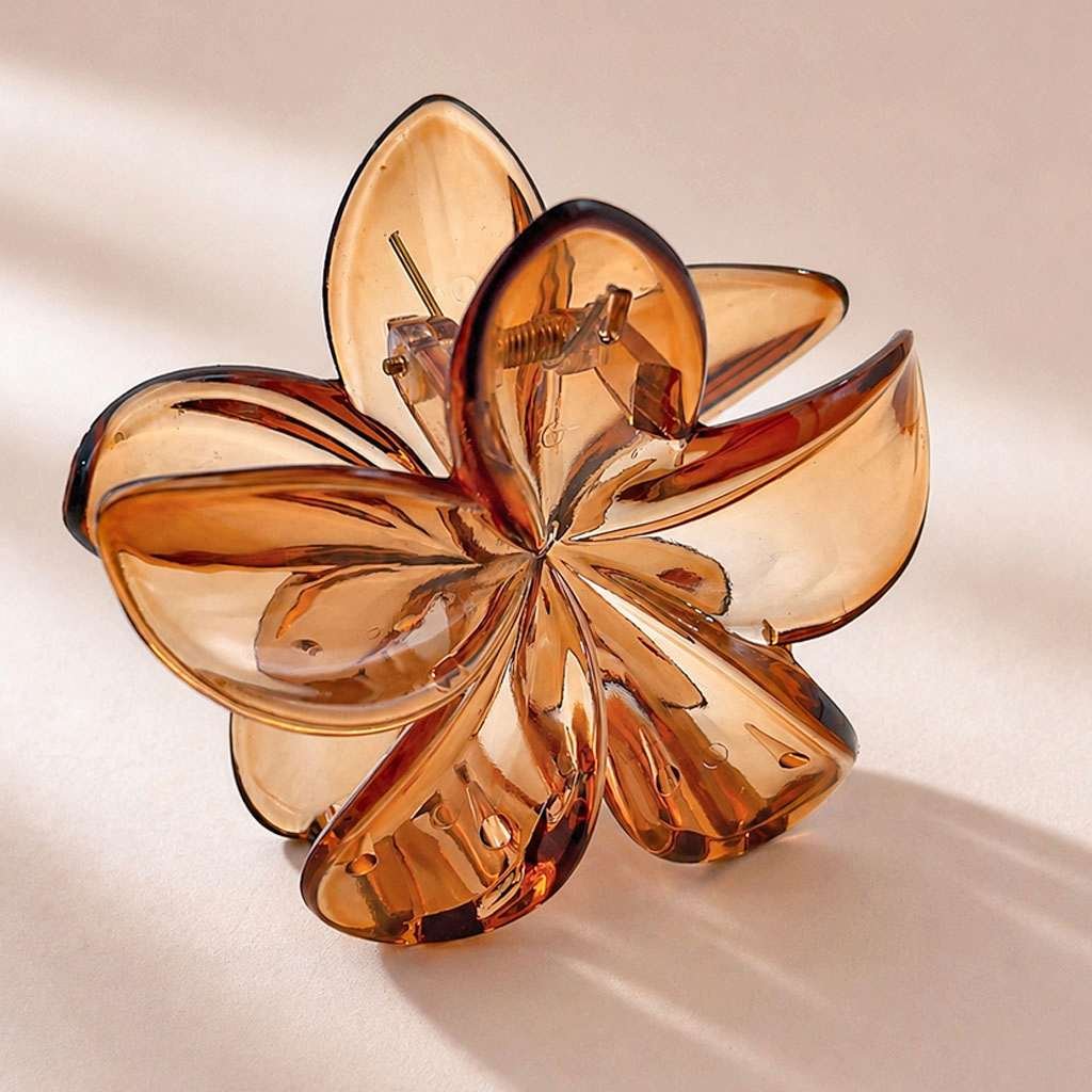 Pince cheveux fleur translucide sculptée résine