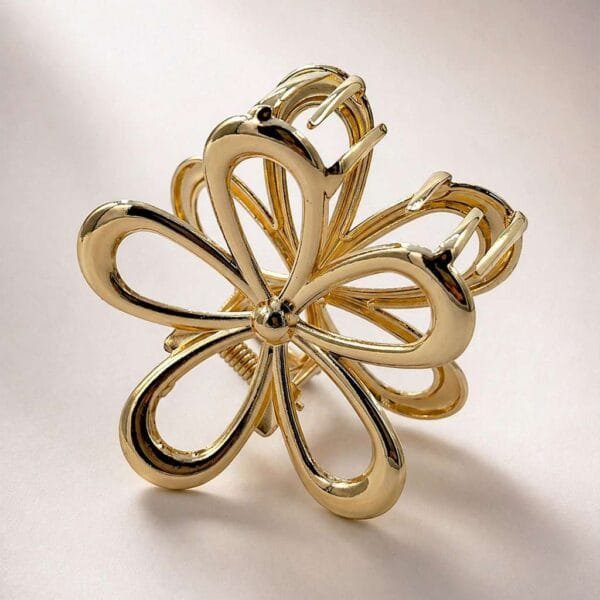 Pince à cheveux fleur métal — Or & Argent
