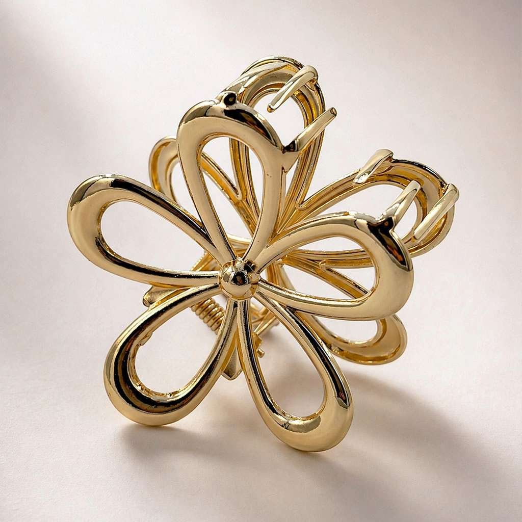 Pince à cheveux fleur métal — Or & Argent