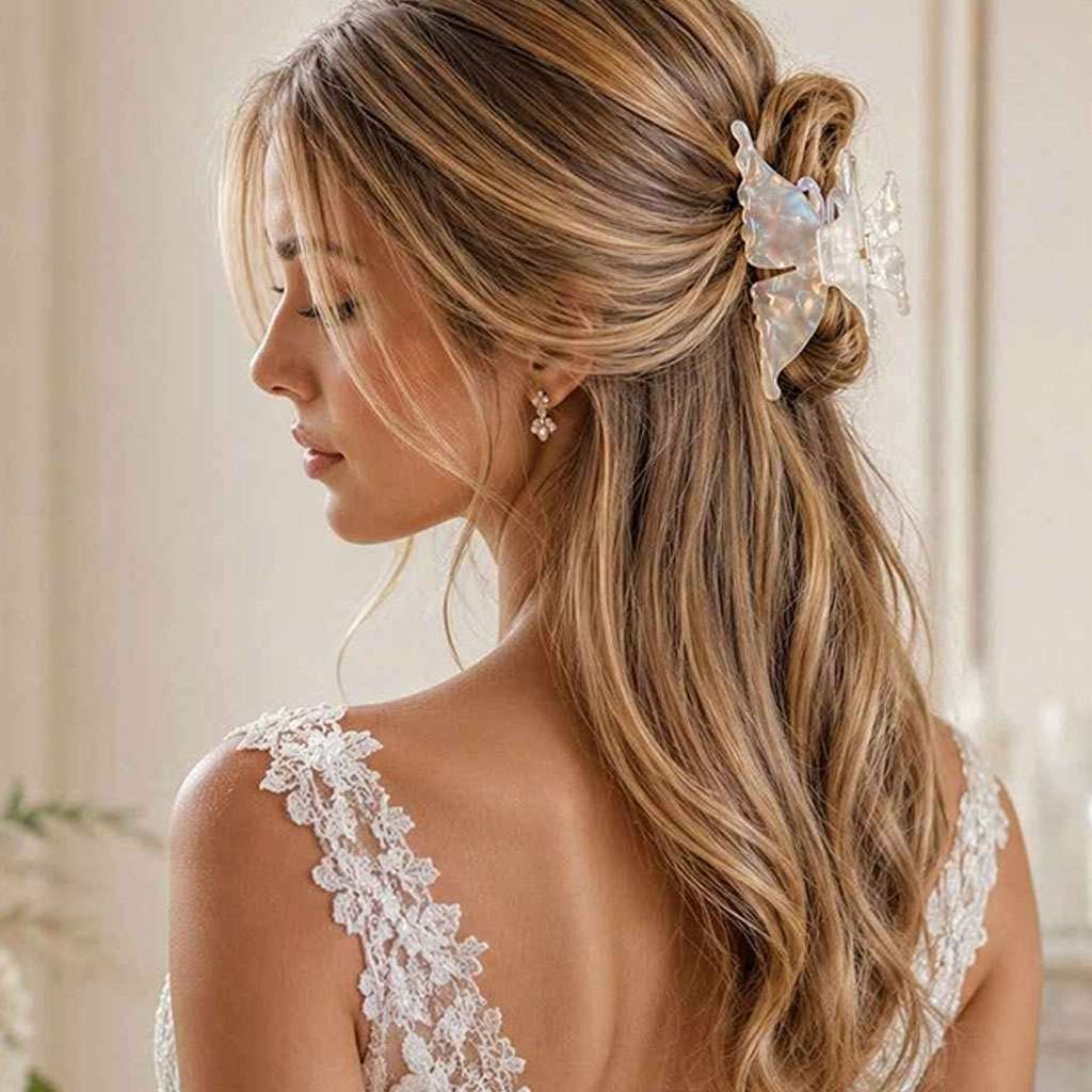 Pince à cheveux fleur translucide — Acétate nacré premium — vue 2