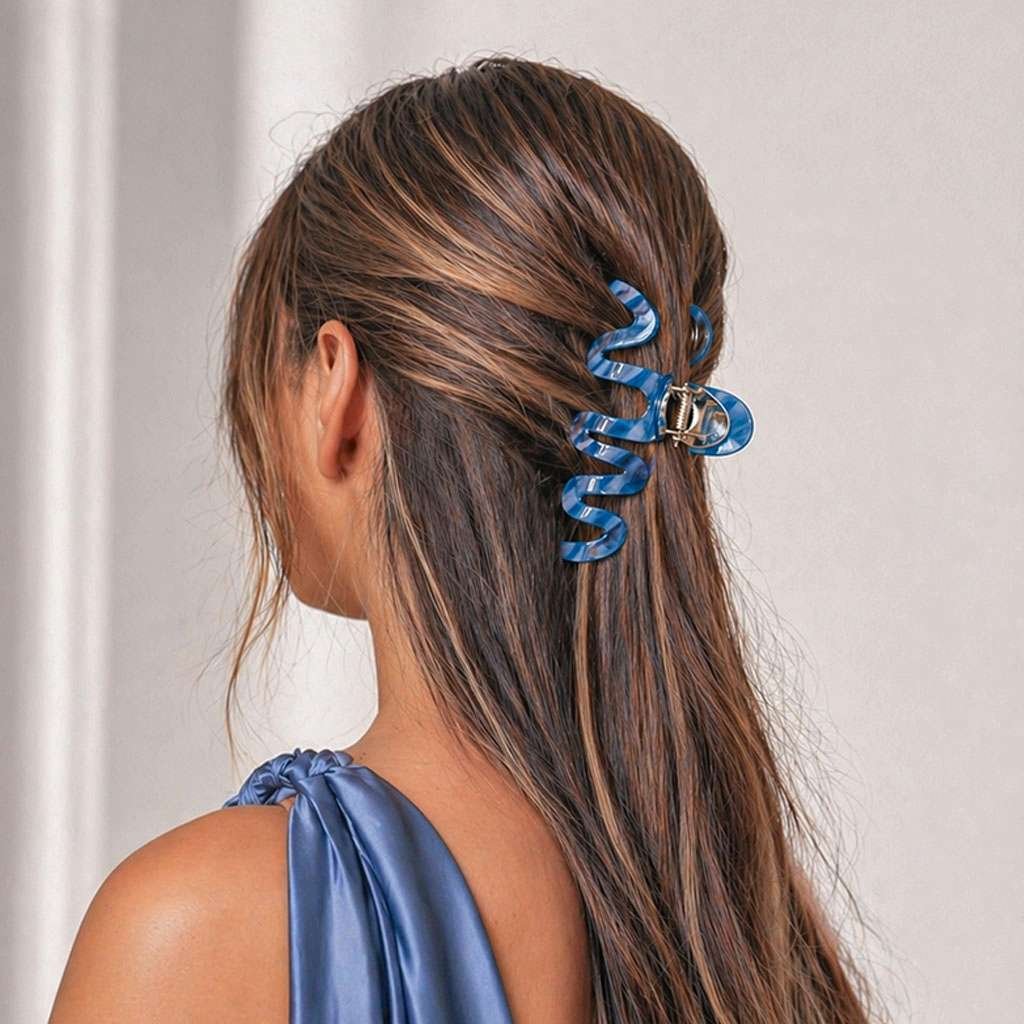 Pince cheveux ondulée acétate marbré — vue 2