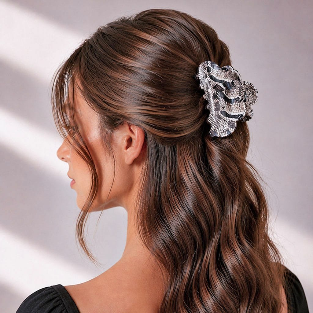 Lot pinces a cheveux fleurs volumineuses ivoire pour cheveux longs — style naturel ClawMeUp