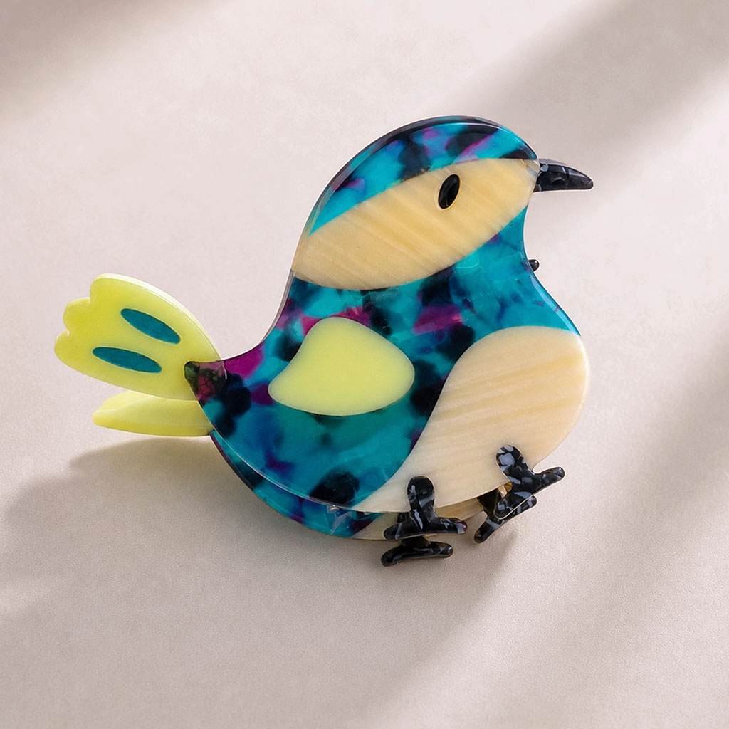 Pince à Cheveux Oiseau Bleu — Acétate Multicolore