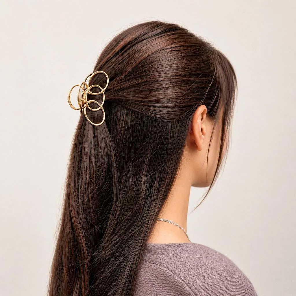 Pince à Cheveux Métal Anneaux — Design Géométrique | ClawMeUp — vue 2