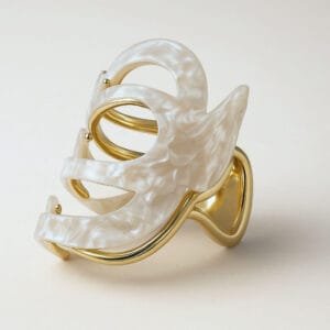 Pince crabe cheveux chic blanc nacré acétate — ClawMeUp Paris