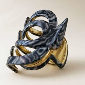 Pince crabe cheveux chic noir abalone acétate — ClawMeUp Paris