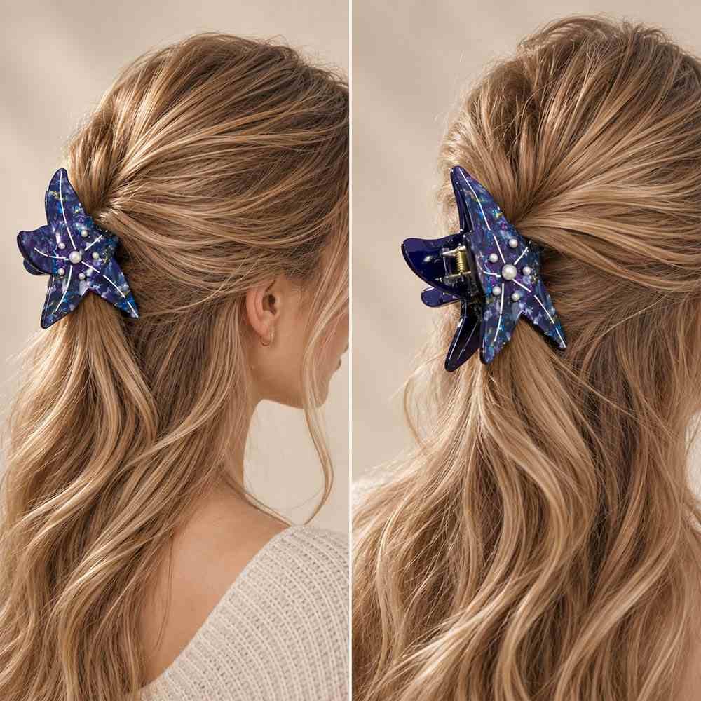 Pince Cheveux Étoile de Mer — Acétate Bleu-Violet Irisé | ClawMeUp — vue 2
