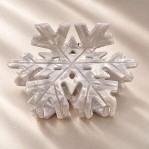 Pince à cheveux flocon de neige blanc nacré acétate de cellulose — ClawMeUp
