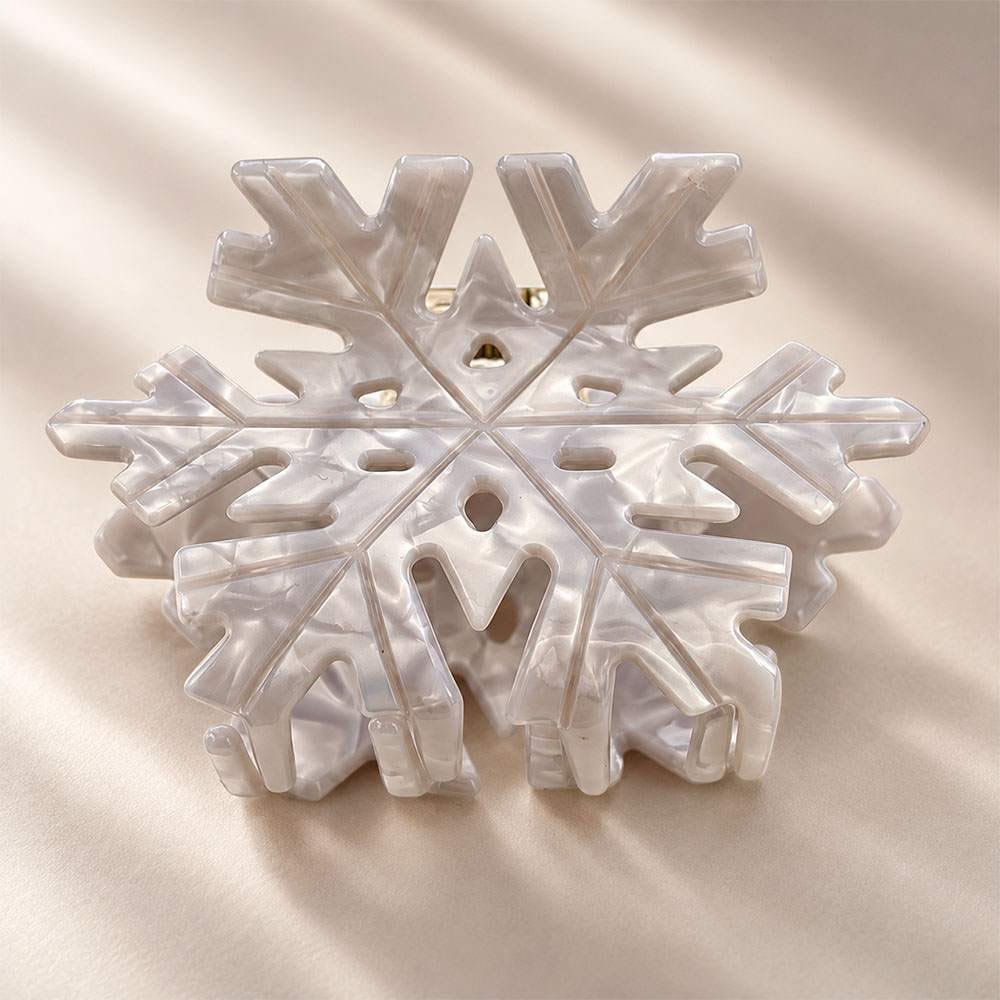 Pince à Cheveux Flocon de Neige — Acétate Blanc Nacré | ClawMeUp