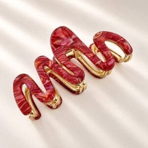 Pince cheveux zigzag rouge cerise acétate — ClawMeUp
