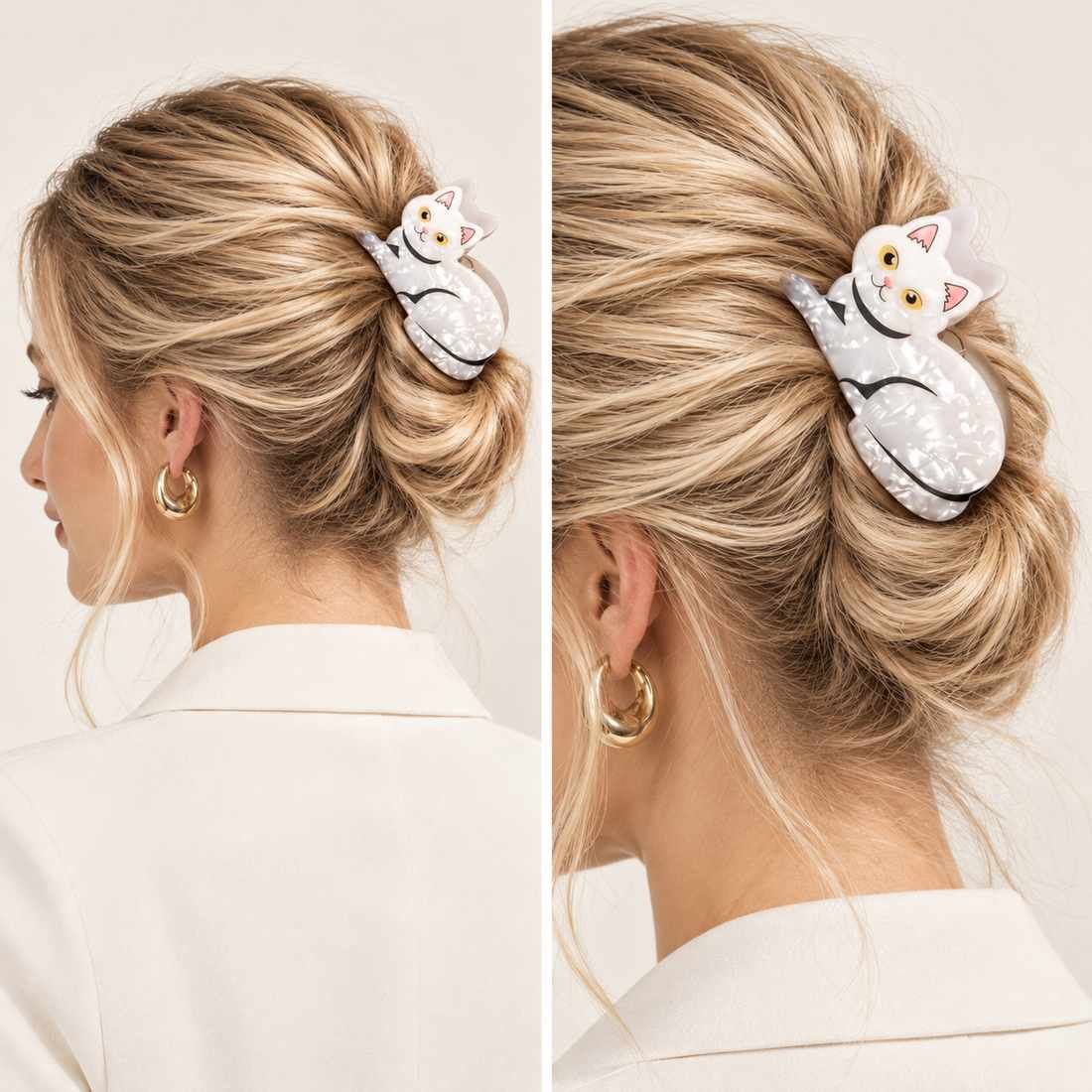 Barrette cheveux chat — Pince crabe en acétate de cellulose — vue 2