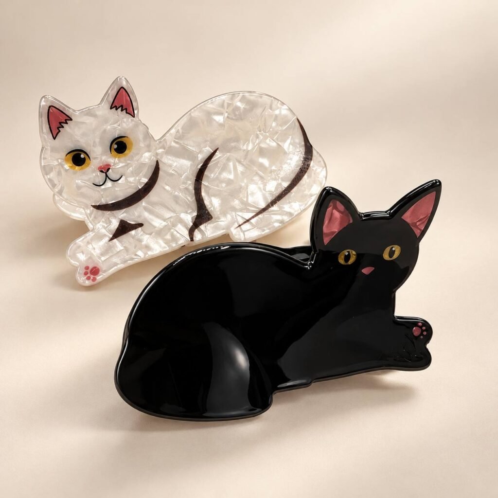 Barrette cheveux chat — Pince crabe en acétate de cellulose